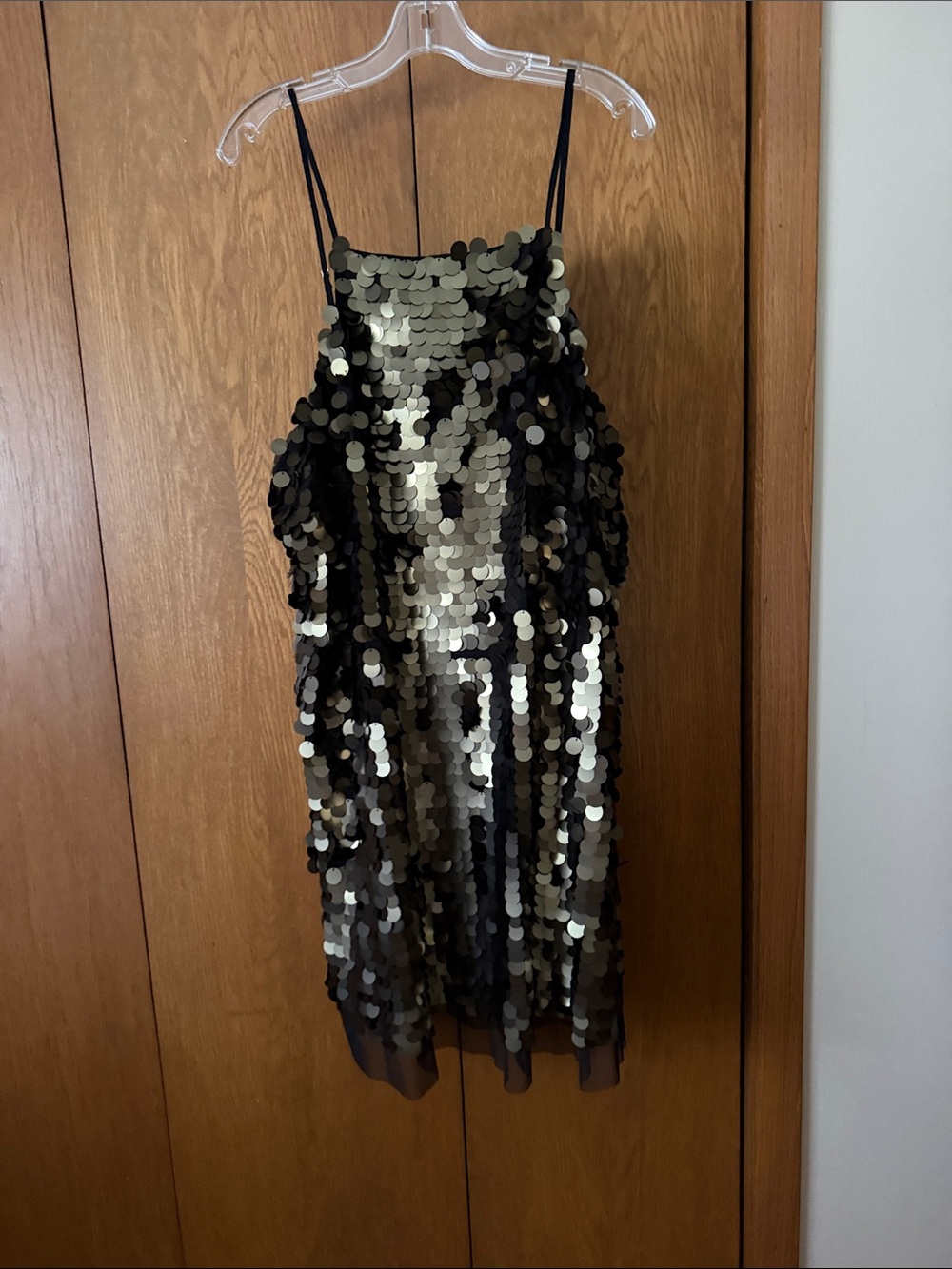Banana Republic Sequin Slip Dress in Black and Silver